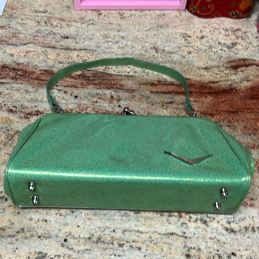 Lux De Ville Green and yellow metallic purse